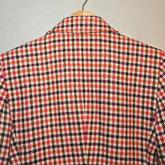 Talbots Shetland Wool Multi Color Plaid Elbow Patch Lined Blazer BWOT - Picture 7 of 13